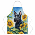Scottish Terrier in Sunflowers Apron Cooking Kitchen Server Baking Crafts Gardening for Adult Women Men, Unisex, Large, Multicolor