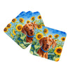 Vizsla in Sunflowers Foam Coasters Set of 4 Cup Coasters for Indoor Outdoor, Tabletop Protection, Anti Slip, Mouse pad Material