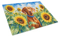 Vizsla in Sunflowers Cutting Board Tempered Glass Kitchen Cutting Surface, Heat Resistant Chopping Board with Non-Slip Feet, Decorative Food Prep & Serving