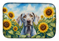Weimaraner in Sunflowers Dish Drying Mat Absorbent Dish Drying Mat Pad for Kitchen Counter Dish Drainer Mat for Countertop, 14 x 21", Multicolor