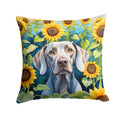 Weimaraner in Sunflowers Decorative Throw Pillow 18x18 Indoor Outdoor Accent Cushion, Fabric Cover with Insert for Sofa, Bed, Porch & Living Room