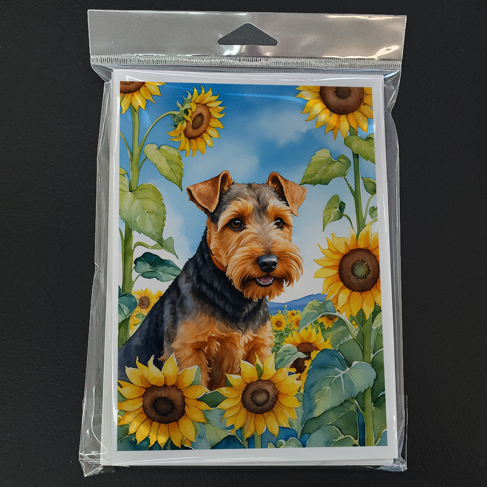 Welsh Terrier in Sunflowers Greeting Cards Pack of 8 Blank Cards with Envelopes Whimsical A7 Size 5x7