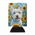 Westie in Sunflowers Can or Bottle Hugger Cooler Sleeve for Standard 12 oz Cans, Insulated Foam Beer & Soda Can Hugger Reusable