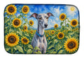 Whippet in Sunflowers Dish Drying Mat Absorbent Dish Drying Mat Pad for Kitchen Counter Dish Drainer Mat for Countertop, 14 x 21", Multicolor