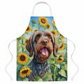 Wirehaired Pointing Griffon in Sunflowers Apron Cooking Kitchen Server Baking Crafts Gardening for Adult Women Men, Unisex, Large, Multicolor