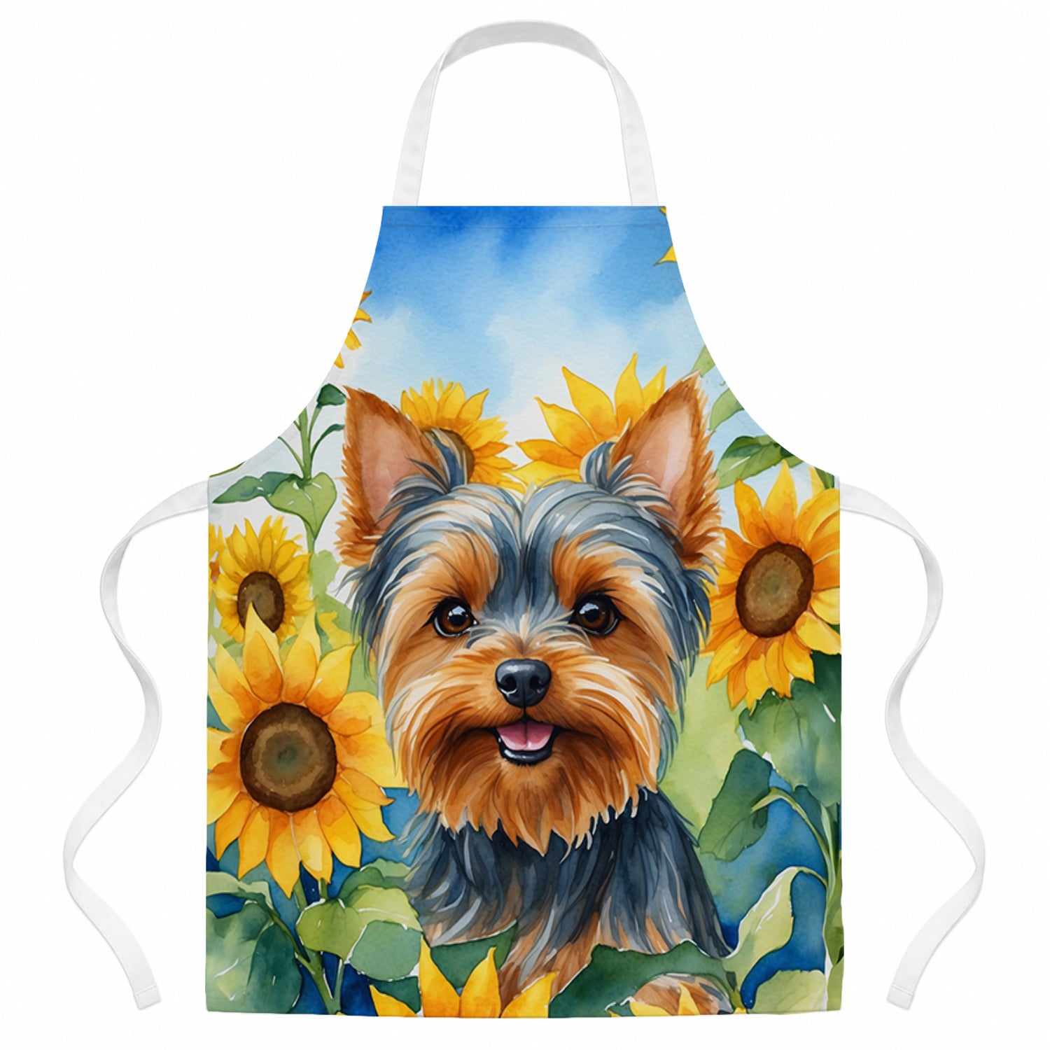Yorkshire Terrier in Sunflowers Apron Cooking Kitchen Server Baking Crafts Gardening for Adult Women Men, Unisex, Large, Multicolor