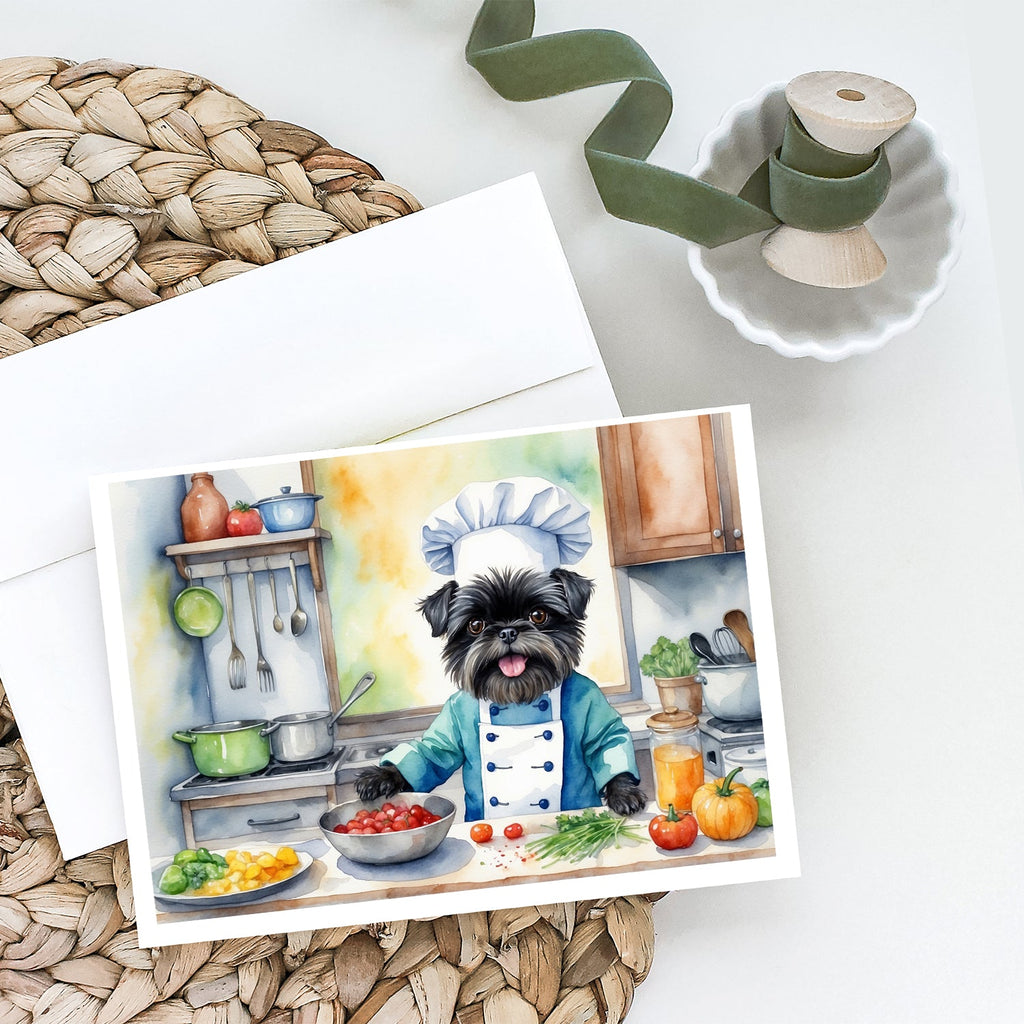 Affenpinscher The Chef Greeting Cards Pack of 8 Blank Cards with Envelopes Whimsical A7 Size 5x7