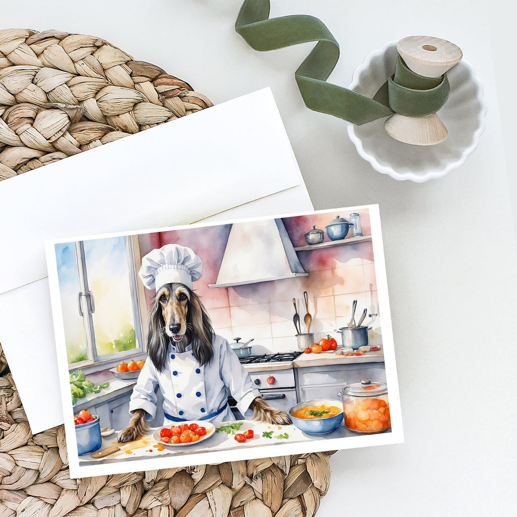 Afghan Hound The Chef Greeting Cards Pack of 8 Blank Cards with Envelopes Whimsical A7 Size 5x7