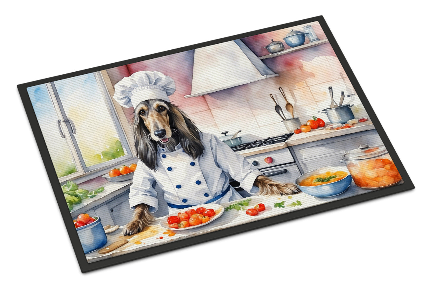 Afghan Hound The Chef Doormat Indoor Outdoor 24H X 36W Front Door Mat Rugs for Entryway, Non Slip Washable Low Pile,