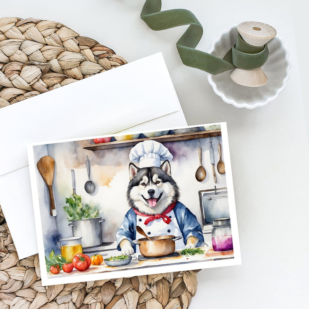 Alaskan Malamute The Chef Greeting Cards Pack of 8 Blank Cards with Envelopes Whimsical A7 Size 5x7