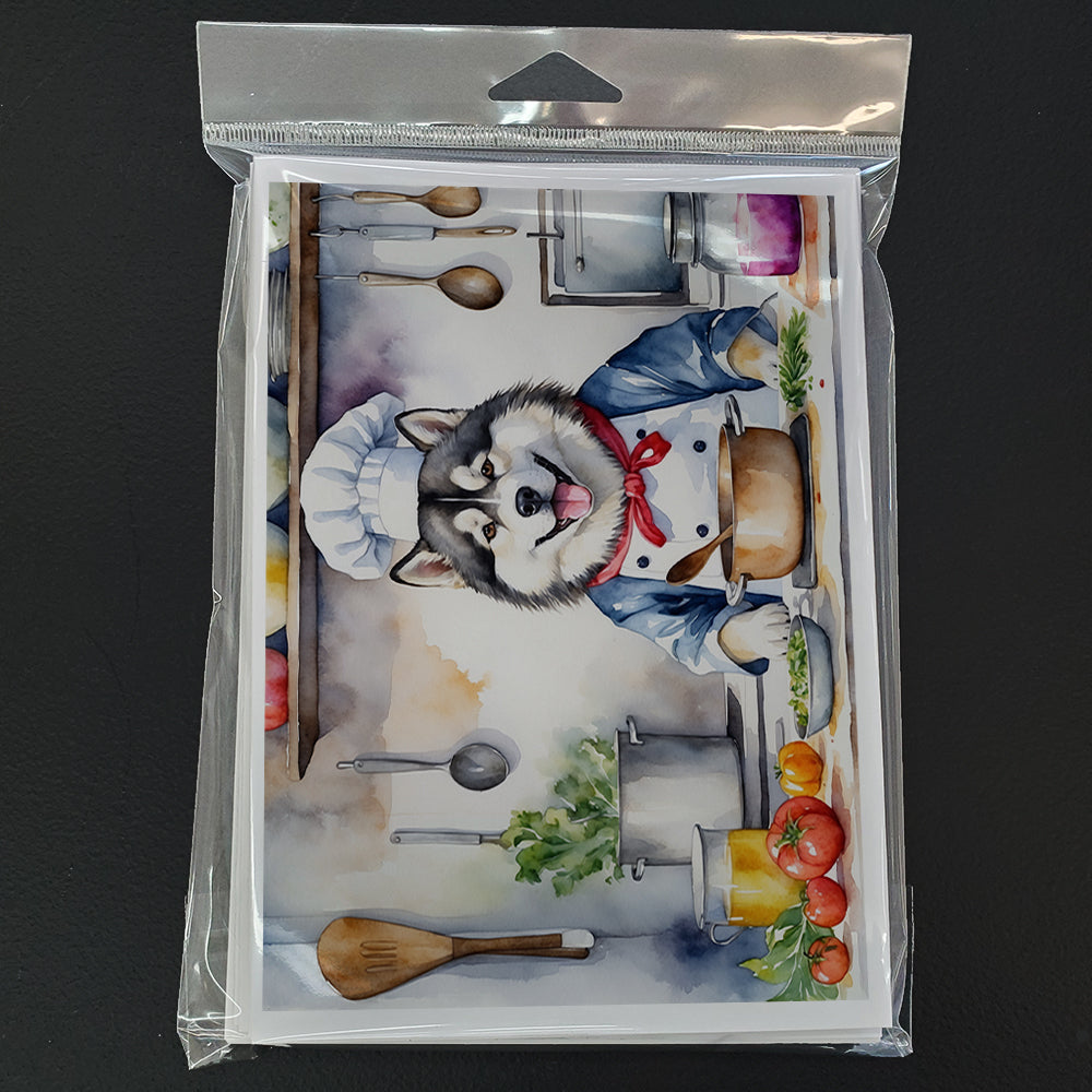 Alaskan Malamute The Chef Greeting Cards Pack of 8 Blank Cards with Envelopes Whimsical A7 Size 5x7
