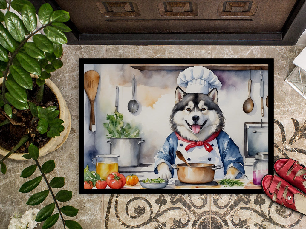 Alaskan Malamute The Chef Doormat Indoor Outdoor 24H X 36W Front Door Mat Rugs for Entryway, Non Slip Washable Low Pile,