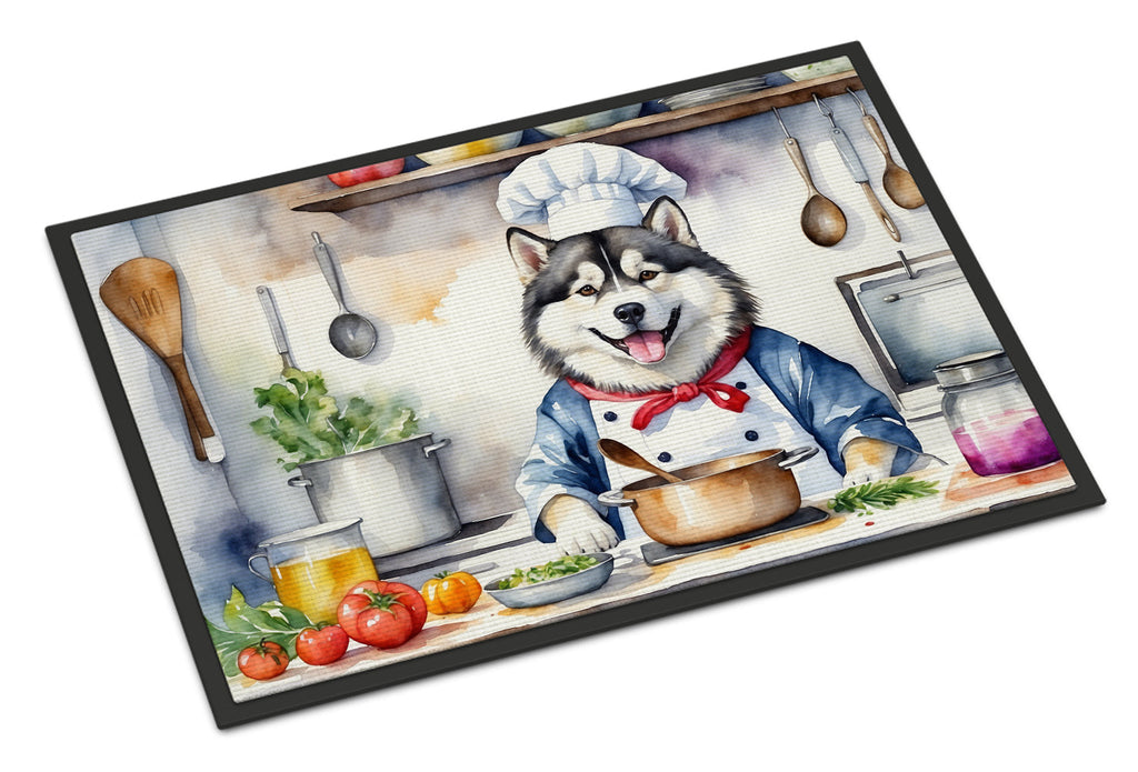 Alaskan Malamute The Chef Doormat Indoor Outdoor 18H X 27W Front Door Mat Rugs for Entryway, Non Slip Washable