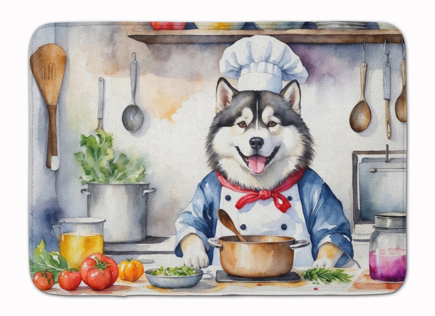 Alaskan Malamute The Chef Memory Foam Kitchen Mat Machine Washable Anti-Fatigue Cushion Comfort Bath or Kitchen Rug