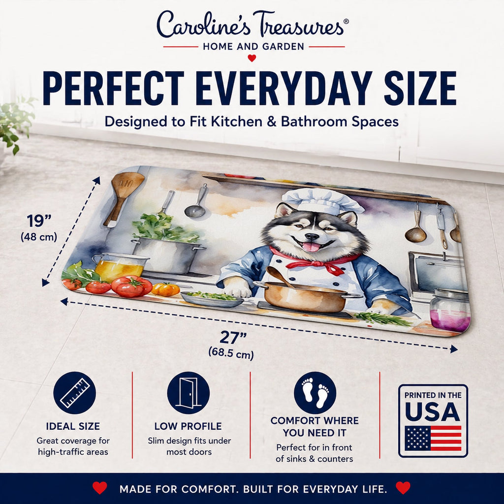 Alaskan Malamute The Chef Memory Foam Kitchen Mat Machine Washable Anti-Fatigue Cushion Comfort Bath or Kitchen Rug