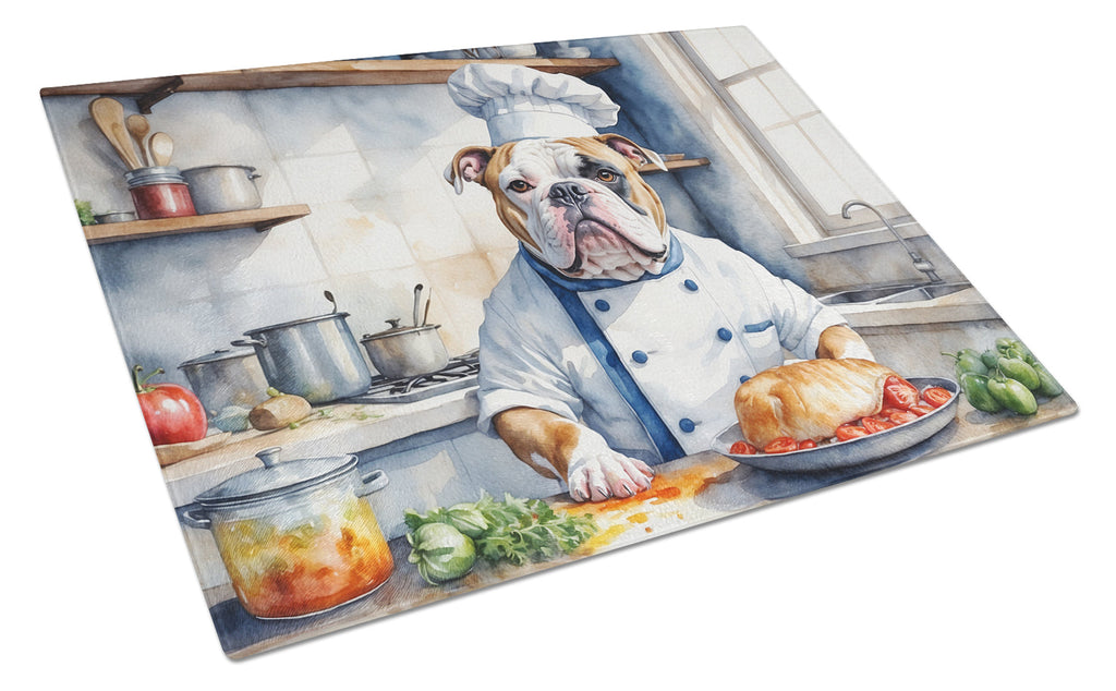 American Bulldog The Chef Cutting Board Tempered Glass Kitchen Cutting Surface, Heat Resistant Chopping, Non-Slip Feet, Food Prep & Serving