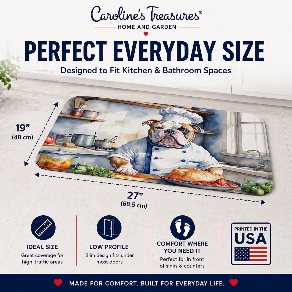 American Bulldog The Chef Memory Foam Kitchen Mat Machine Washable Anti-Fatigue Cushion Comfort Bath or Kitchen Rug