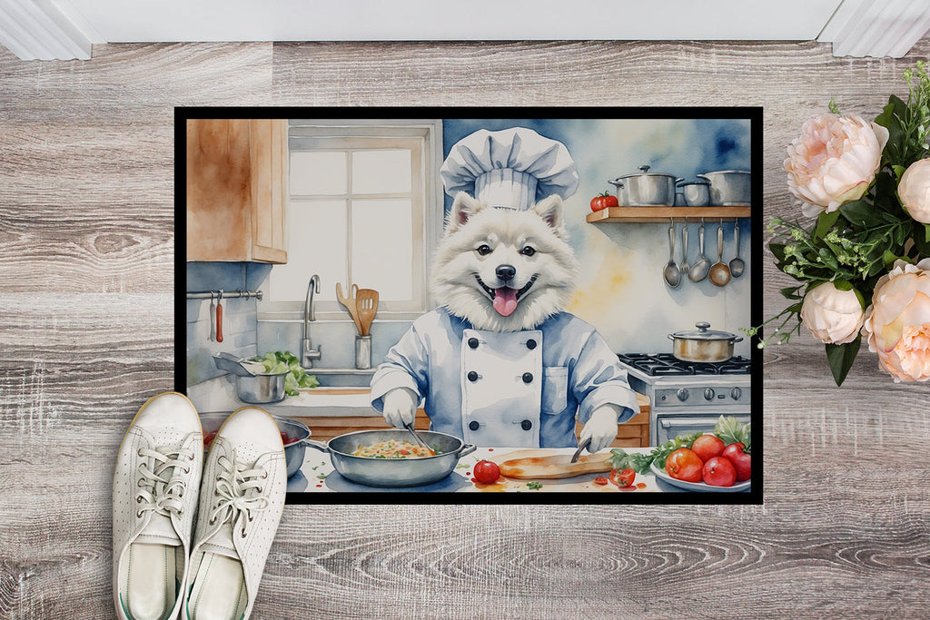 American Eskimo The Chef Doormat Indoor Outdoor 18H X 27W Front Door Mat Rugs for Entryway, Non Slip Washable