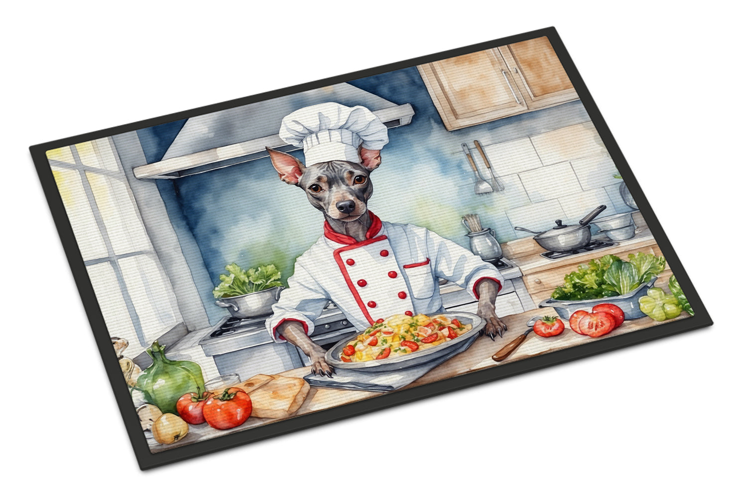 American Hairless Terrier The Chef Doormat Indoor Outdoor 18H X 27W Front Door Mat Rugs for Entryway, Non Slip Washable