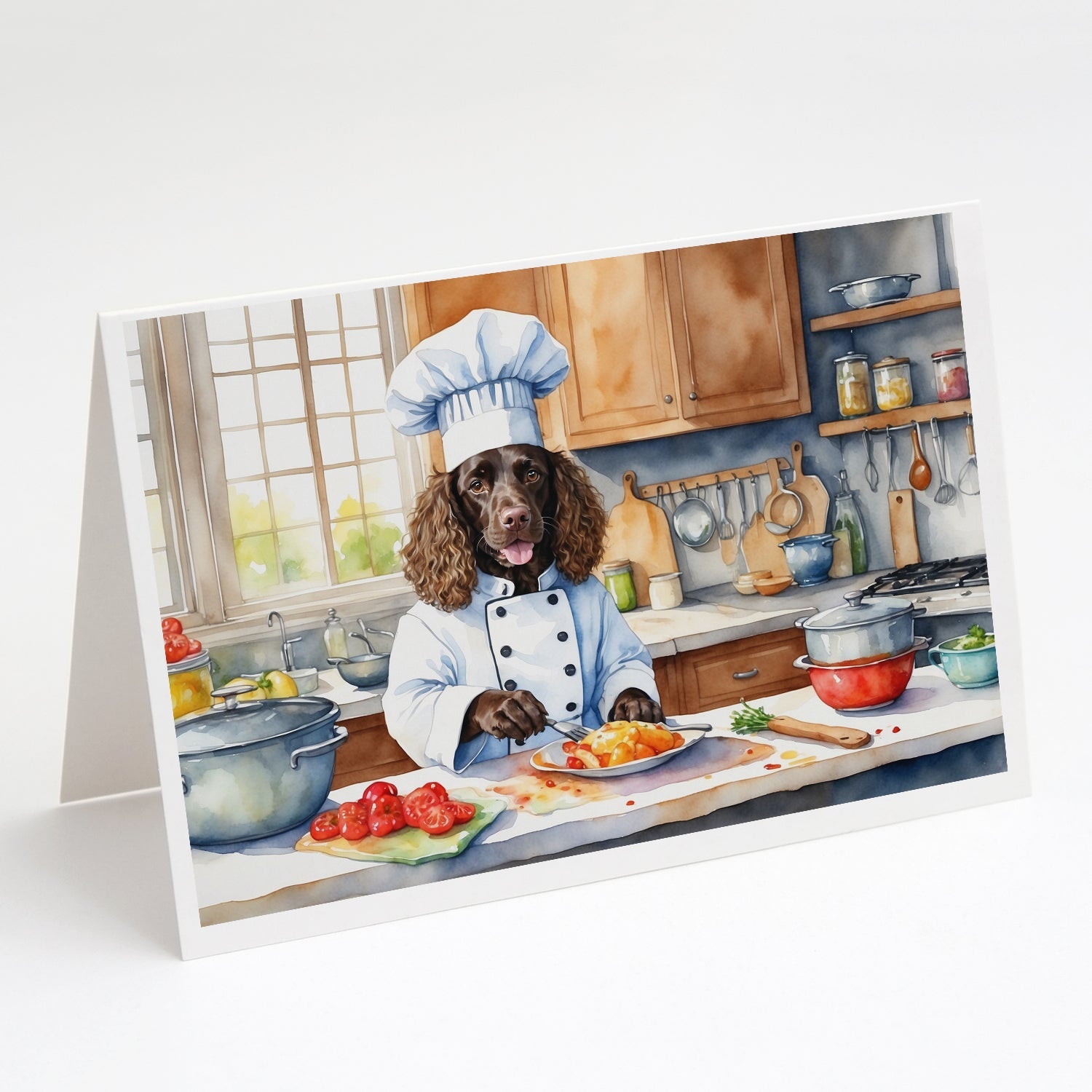 American Water Spaniel The Chef Greeting Cards Pack of 8 Blank Cards with Envelopes Whimsical A7 Size 5x7