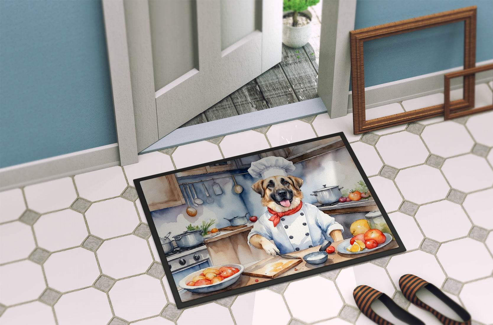 Anatolian Shepherd The Chef Doormat Indoor Outdoor 24H X 36W Front Door Mat Rugs for Entryway, Non Slip Washable Low Pile,