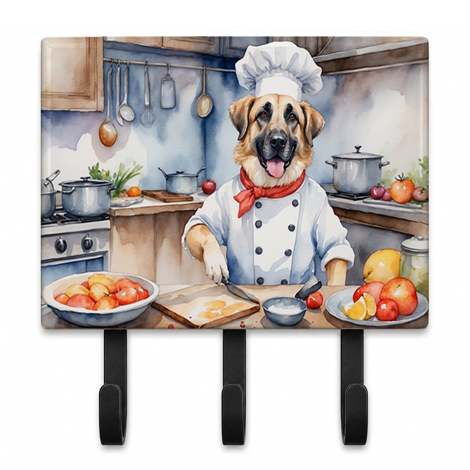 Anatolian Shepherd The Chef Leash or Key Holder Wall Hooks, Coat Rack Wall Mount, for Hanging Keys, Towels, Aprons, Leashes