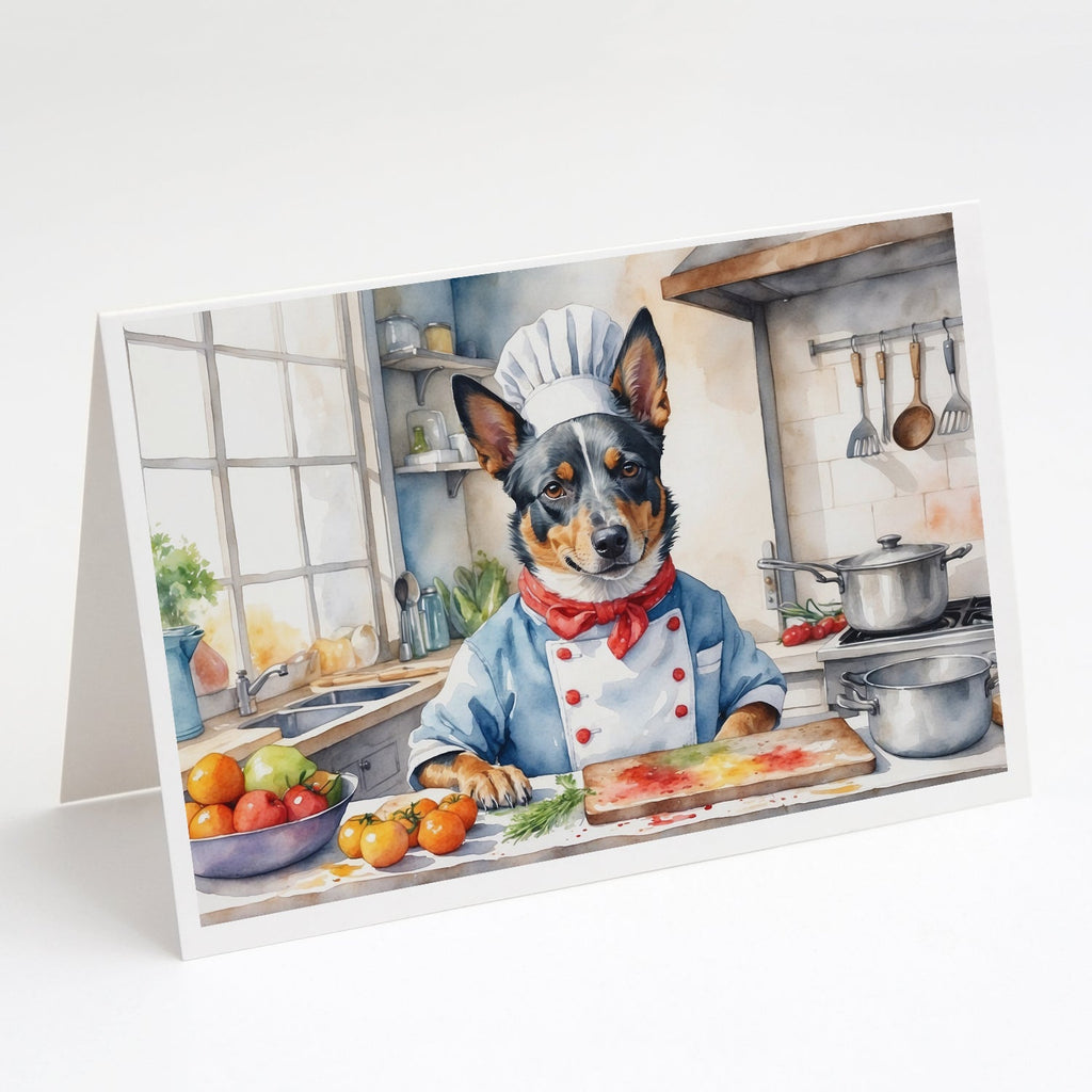 Australian Cattle Dog The Chef Greeting Cards Pack of 8 Blank Cards with Envelopes Whimsical A7 Size 5x7