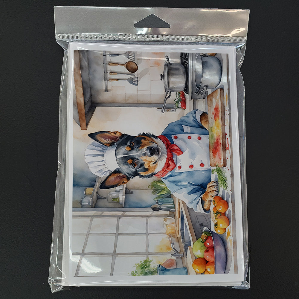 Australian Cattle Dog The Chef Greeting Cards Pack of 8 Blank Cards with Envelopes Whimsical A7 Size 5x7
