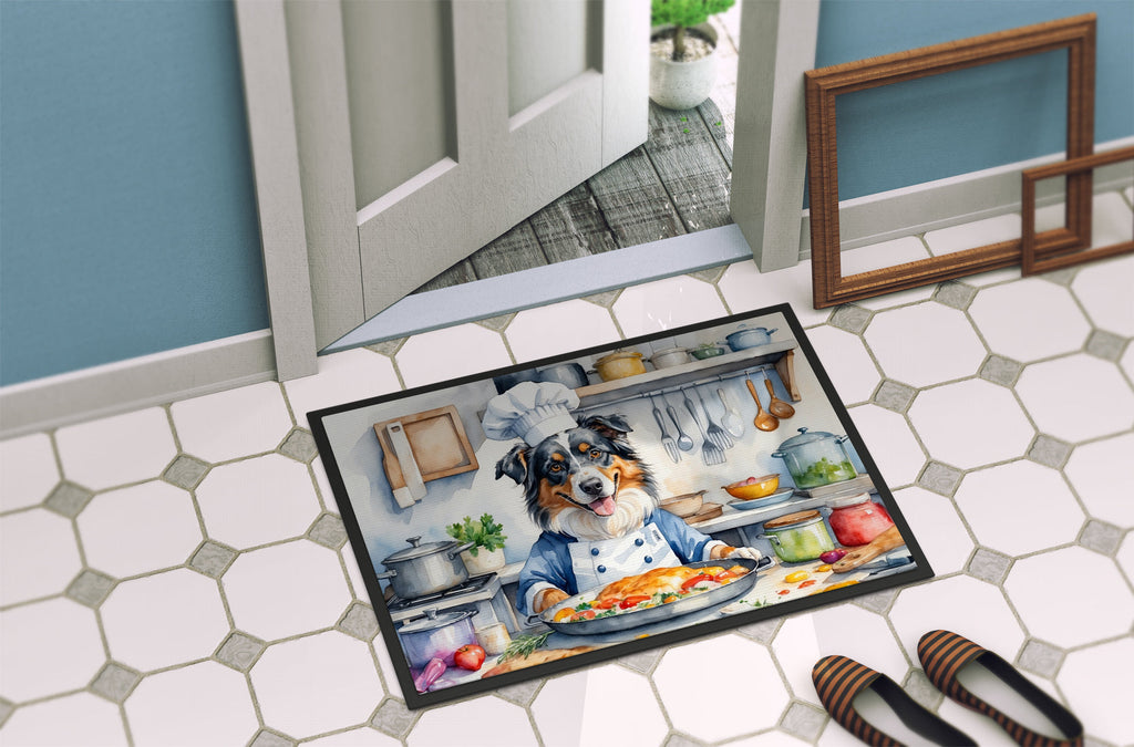 Australian Shepherd The Chef Doormat Indoor Outdoor 24H X 36W Front Door Mat Rugs for Entryway, Non Slip Washable Low Pile,
