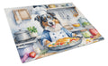 Australian Shepherd The Chef Cutting Board Tempered Glass Kitchen Cutting Surface, Heat Resistant Chopping, Non-Slip Feet, Food Prep & Serving