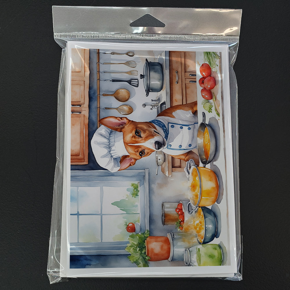 Basenji The Chef Greeting Cards Pack of 8 Blank Cards with Envelopes Whimsical A7 Size 5x7