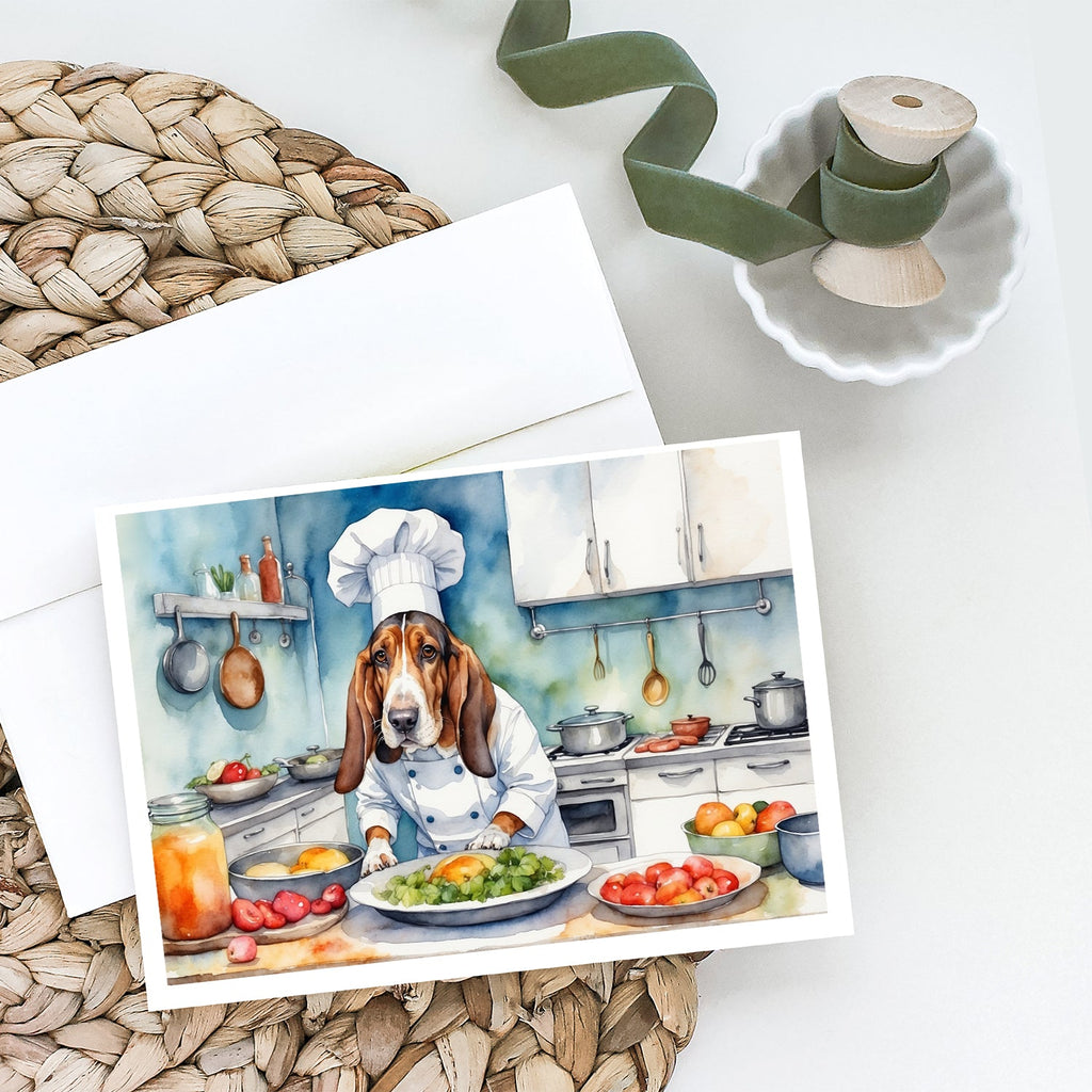 Basset Hound The Chef Greeting Cards Pack of 8 Blank Cards with Envelopes Whimsical A7 Size 5x7