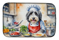 Bearded Collie The Chef Dish Drying Mat Absorbent Dish Drying Mat Pad for Kitchen Counter Dish Drainer Mat for Countertop, 14 x 21", Multicolor