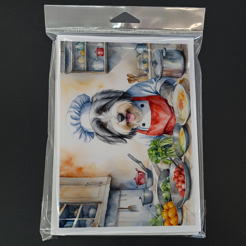 Bearded Collie The Chef Greeting Cards Pack of 8 Blank Cards with Envelopes Whimsical A7 Size 5x7