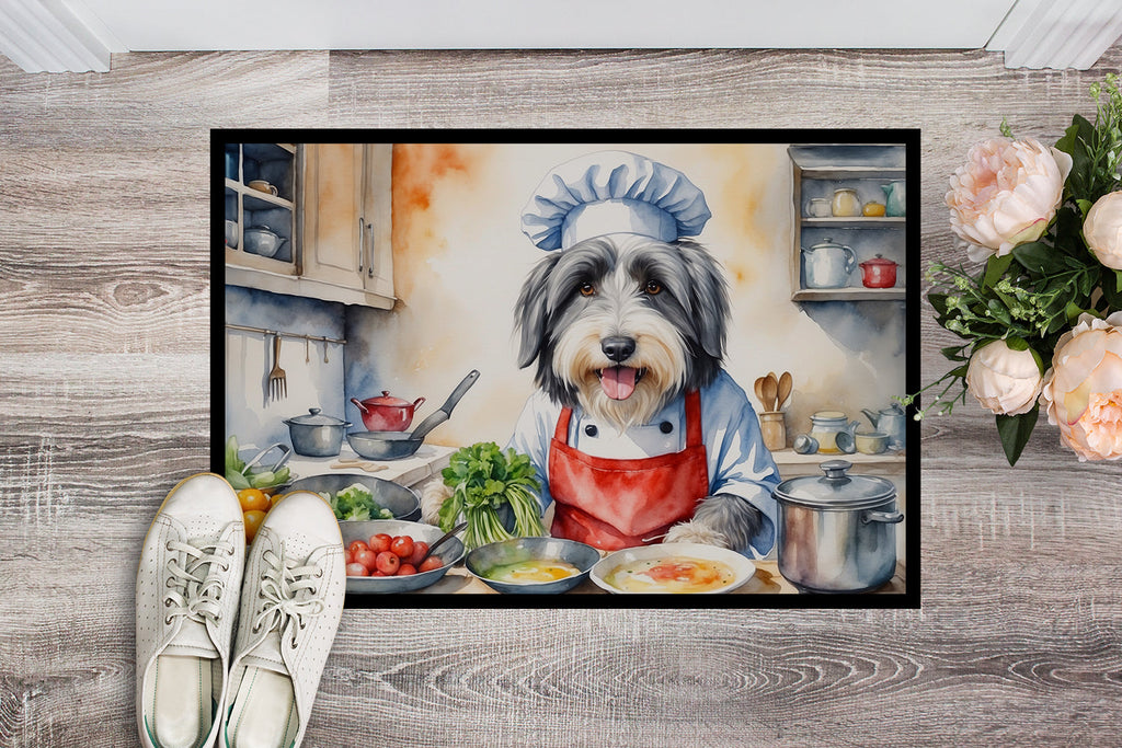 Bearded Collie The Chef Doormat Indoor Outdoor 24H X 36W Front Door Mat Rugs for Entryway, Non Slip Washable Low Pile,