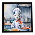 Bedlington Terrier The Chef Framed Metal Print Bathroom, Kitchen, Office, Home Decor Wall Art Ready to Hang, Square, 8X8