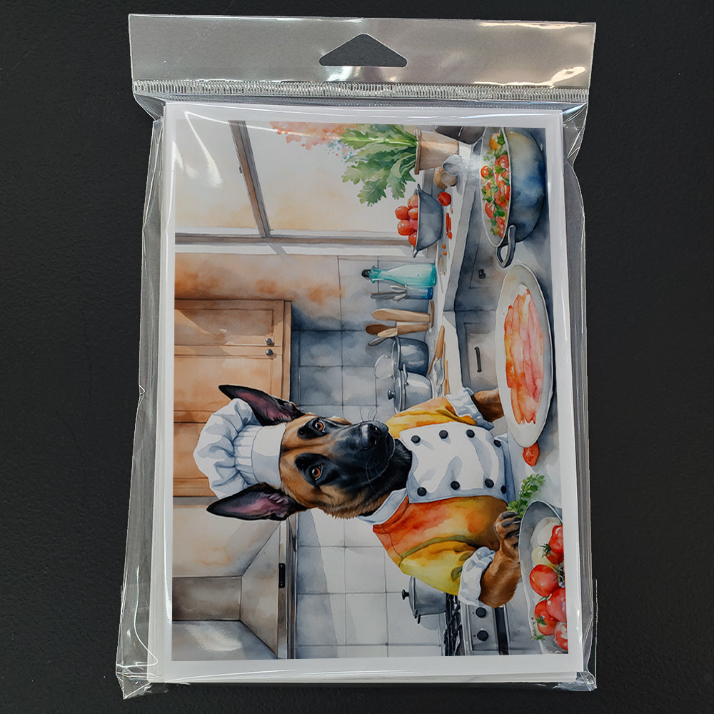 Belgian Malinois The Chef Greeting Cards Pack of 8 Blank Cards with Envelopes Whimsical A7 Size 5x7