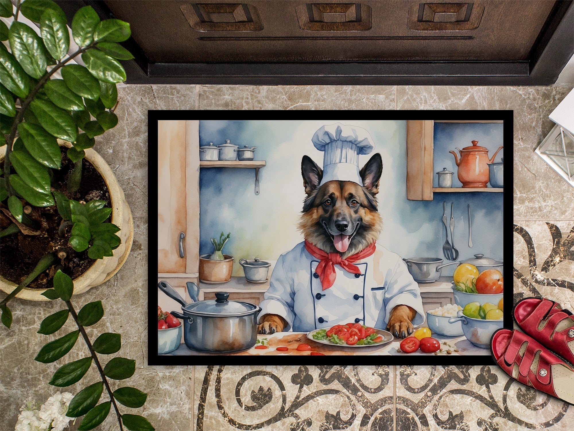 Belgian Tervuren The Chef Doormat Indoor Outdoor 18H X 27W Front Door Mat Rugs for Entryway, Non Slip Washable