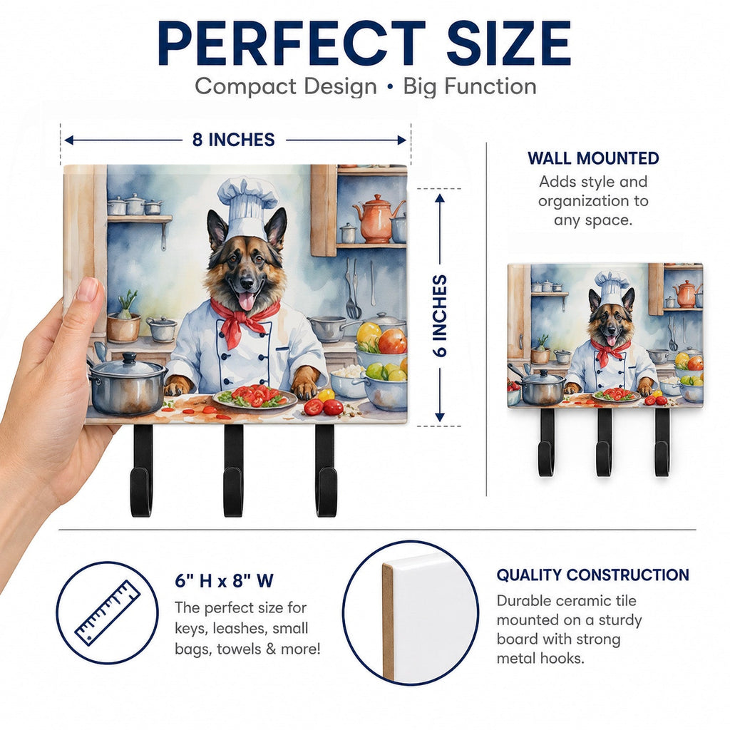 Belgian Tervuren The Chef Leash or Key Holder Wall Hooks, Coat Rack Wall Mount, for Hanging Keys, Towels, Aprons, Leashes