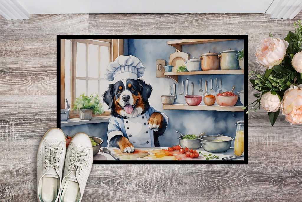 Bernese Mountain Dog The Chef Doormat Indoor Outdoor 24H X 36W Front Door Mat Rugs for Entryway, Non Slip Washable Low Pile,
