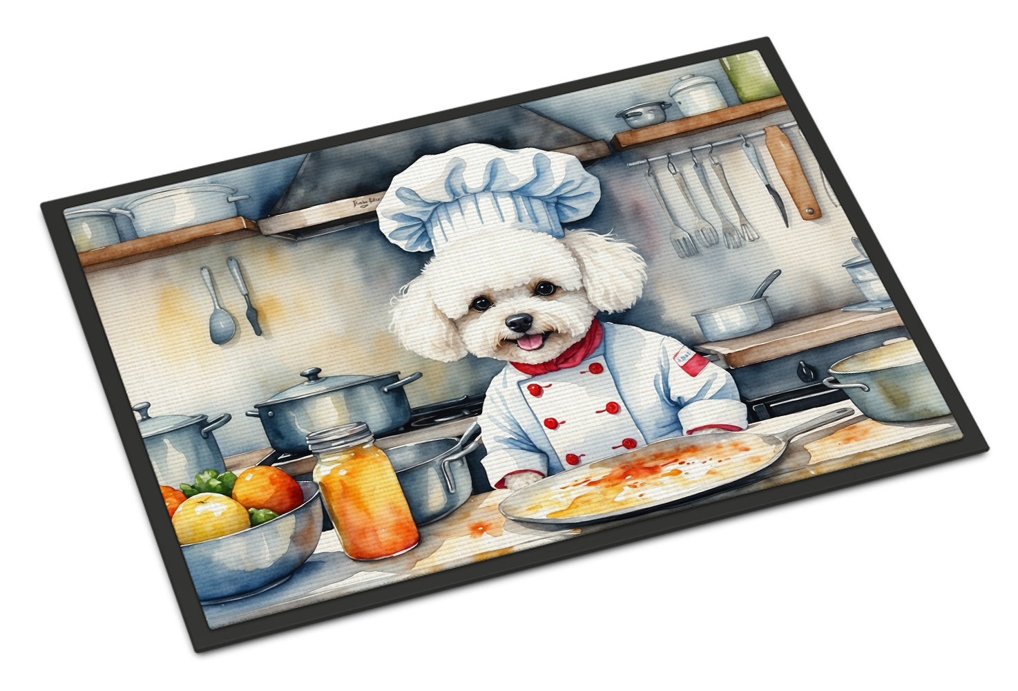 Bichon Frise The Chef Doormat Indoor Outdoor 24H X 36W Front Door Mat Rugs for Entryway, Non Slip Washable Low Pile,