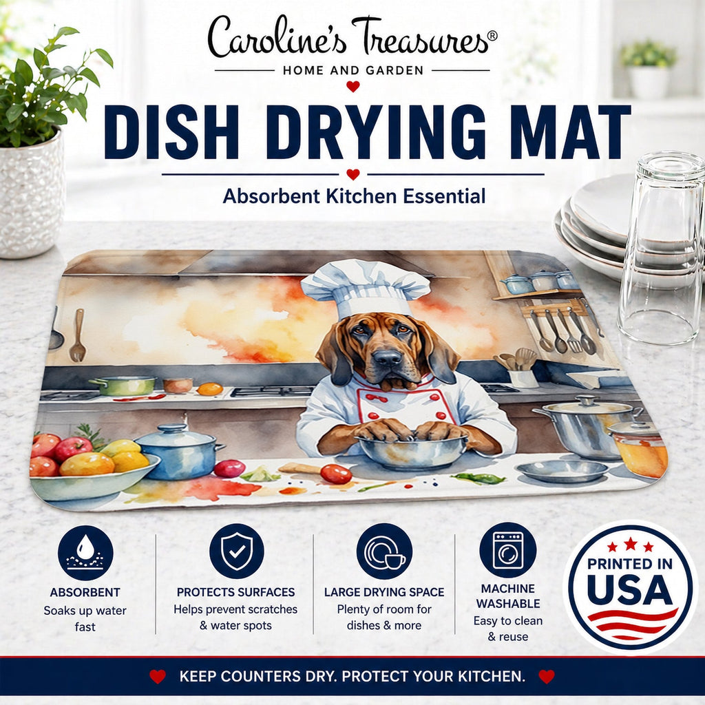 Bloodhound The Chef Dish Drying Mat Absorbent Dish Drying Mat Pad for Kitchen Counter Dish Drainer Mat for Countertop, 14 x 21", Multicolor
