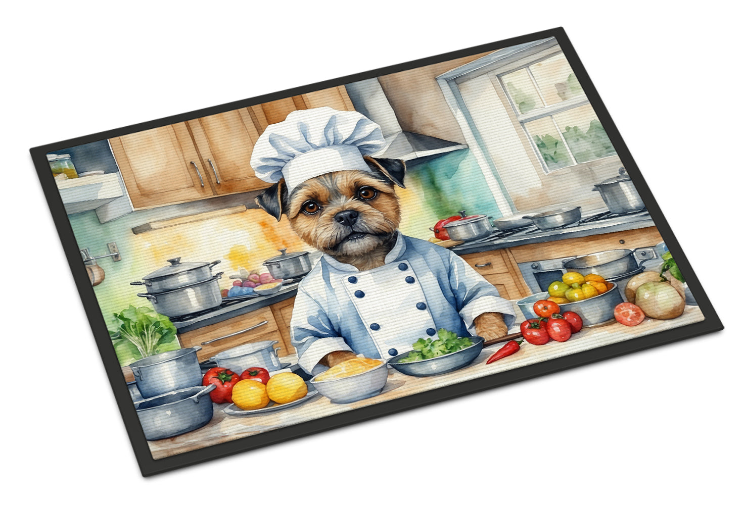 Border Terrier The Chef Doormat Indoor Outdoor 18H X 27W Front Door Mat Rugs for Entryway, Non Slip Washable
