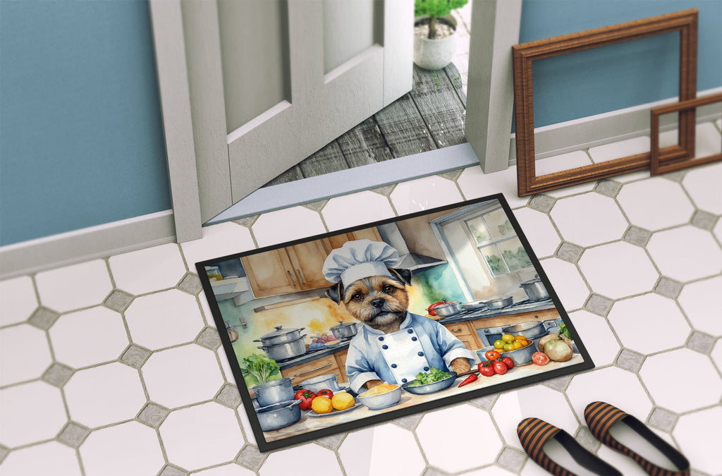 Border Terrier The Chef Doormat Indoor Outdoor 18H X 27W Front Door Mat Rugs for Entryway, Non Slip Washable