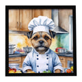 Border Terrier The Chef Framed Metal Print Bathroom, Kitchen, Office, Home Decor Wall Art Ready to Hang, Square, 8X8