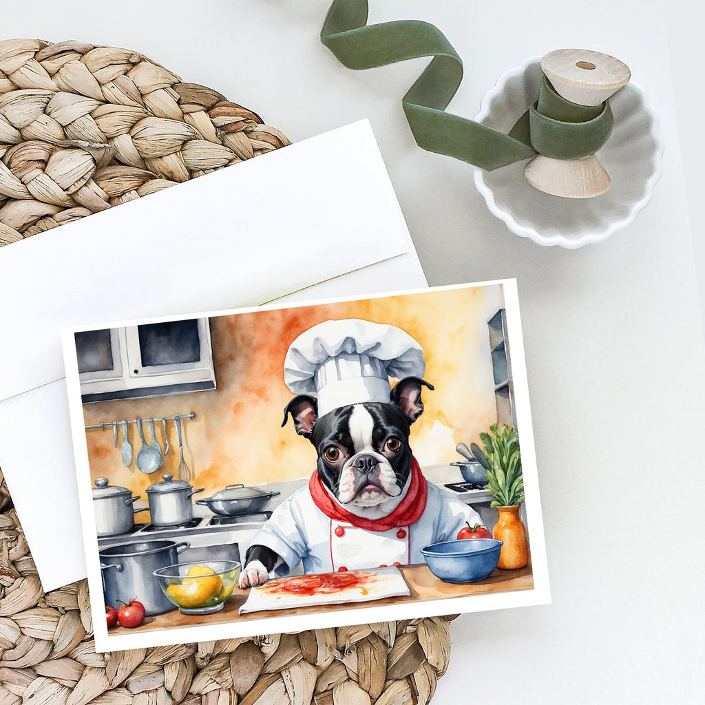 Boston Terrier The Chef Greeting Cards Pack of 8 Blank Cards with Envelopes Whimsical A7 Size 5x7