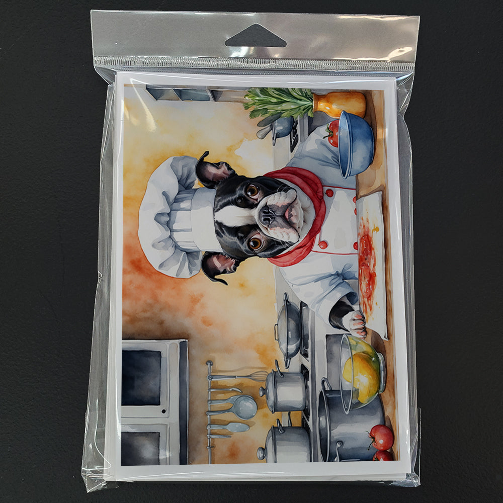 Boston Terrier The Chef Greeting Cards Pack of 8 Blank Cards with Envelopes Whimsical A7 Size 5x7