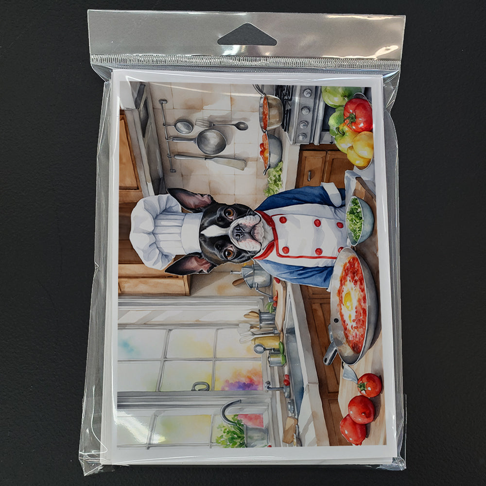 Boston Terrier The Chef Greeting Cards Pack of 8 Blank Cards with Envelopes Whimsical A7 Size 5x7