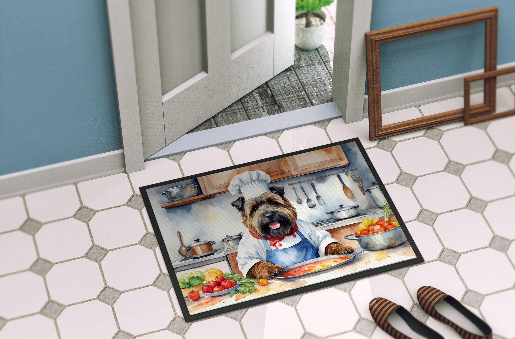 Bouvier des Flandres The Chef Doormat Indoor Outdoor 24H X 36W Front Door Mat Rugs for Entryway, Non Slip Washable Low Pile,
