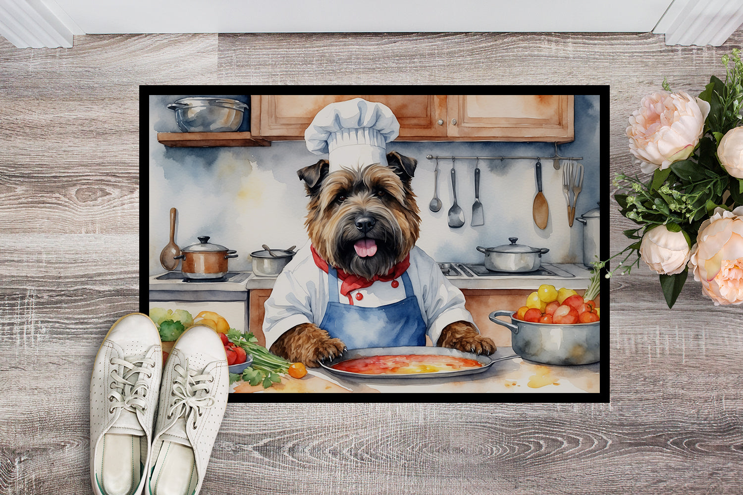 Bouvier des Flandres The Chef Doormat Indoor Outdoor 18H X 27W Front Door Mat Rugs for Entryway, Non Slip Washable